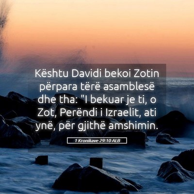 Picture 05 - 1 Kronikave 29:10 ALB - Kështu Davidi bekoi Zotin përpara tërë - Bible Verse Picture