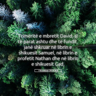 Picture 05 - 1 Kronikave 29:29 ALB - Trimëritë e mbretit David, si të parat ashtu - Bible Verse Picture