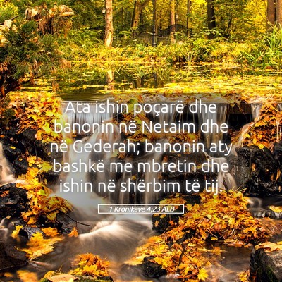Picture 05 - 1 Kronikave 4:23 ALB - Ata ishin poçarë dhe banonin në Netaim dhe në - Bible Verse Picture