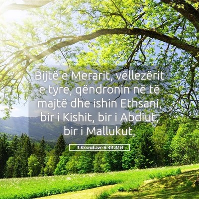 Picture 05 - 1 Kronikave 6:44 ALB - Bijtë e Merarit, vëllezërit e tyre, qëndronin - Bible Verse Picture