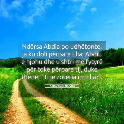 Picture 05 - 1 Mbretërve 18:7 ALB - Ndërsa Abdia po udhëtonte, ja ku doli përpara - Bible Verse Picture