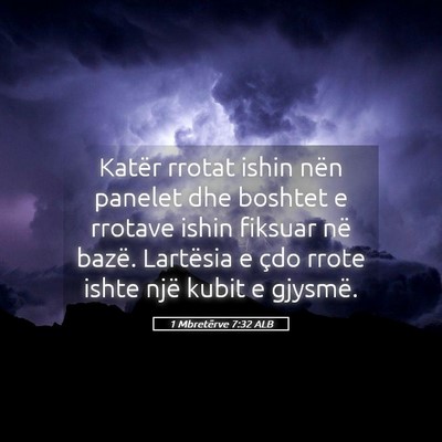 Picture 05 - 1 Mbretërve 7:32 ALB - Katër rrotat ishin nën panelet dhe boshtet e - Bible Verse Picture