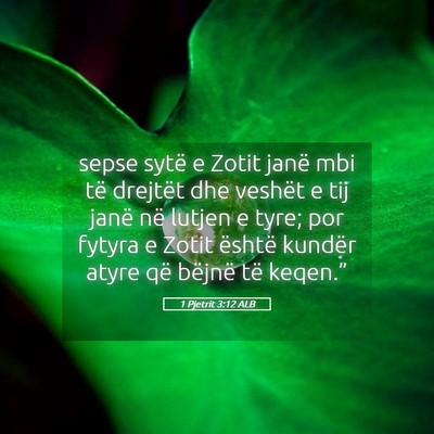 Picture 05 - 1 Pjetrit 3:12 ALB - sepse sytë e Zotit janë mbi të drejtët dhe - Bible Verse Picture