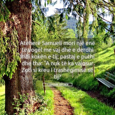 Picture 05 - 1 Samuelit 10:1 ALB - Atëherë Samueli mori një enë të vogël me - Bible Verse Picture