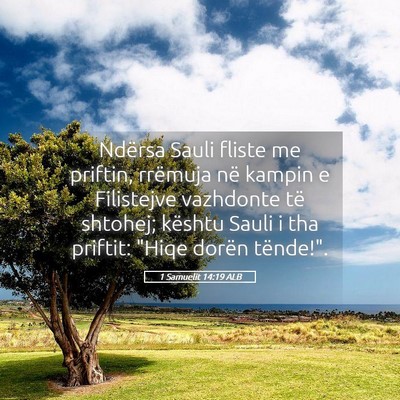Picture 05 - 1 Samuelit 14:19 ALB - Ndërsa Sauli fliste me priftin, rrëmuja në - Bible Verse Picture