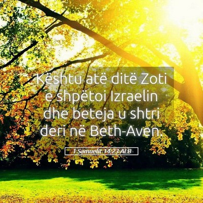 Picture 05 - 1 Samuelit 14:23 ALB - Kështu atë ditë Zoti e shpëtoi Izraelin dhe - Bible Verse Picture