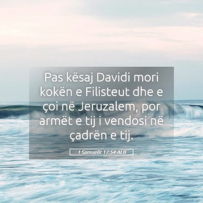 Picture 05 - 1 Samuelit 17:54 ALB - Pas kësaj Davidi mori kokën e Filisteut dhe e - Bible Verse Picture