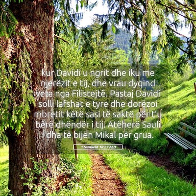 Picture 05 - 1 Samuelit 18:27 ALB - kur Davidi u ngrit dhe iku me njerëzit e tij, - Bible Verse Picture