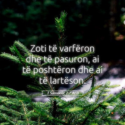 Picture 05 - 1 Samuelit 2:7 ALB - Zoti të varfëron dhe të pasuron, ai të - Bible Verse Picture