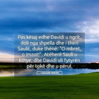 Picture 05 - 1 Samuelit 24:8 ALB - Pas kësaj edhe Davidi u ngrit, doli nga shpella - Bible Verse Picture