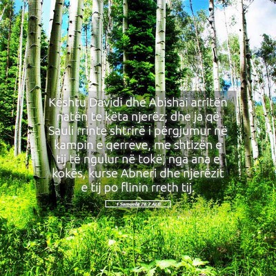 Picture 05 - 1 Samuelit 26:7 ALB - Kështu Davidi dhe Abishai arritën natën te - Bible Verse Picture