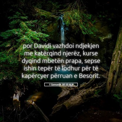 Picture 05 - 1 Samuelit 30:10 ALB - por Davidi vazhdoi ndjekjen me katërqind - Bible Verse Picture