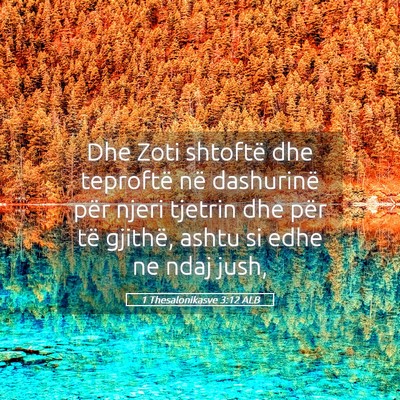 Picture 05 - 1 Thesalonikasve 3:12 ALB - Dhe Zoti shtoftë dhe teproftë në dashurinë - Bible Verse Picture
