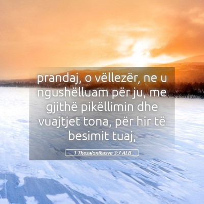 Picture 05 - 1 Thesalonikasve 3:7 ALB - prandaj, o vëllezër, ne u ngushëlluam për ju, - Bible Verse Picture