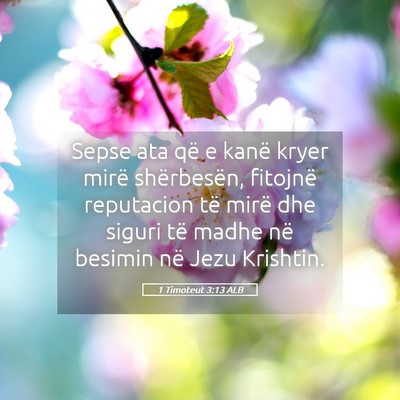 Picture 05 - 1 Timoteut 3:13 ALB - Sepse ata që e kanë kryer mirë shërbesën, - Bible Verse Picture