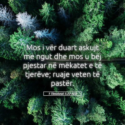 Picture 05 - 1 Timoteut 5:22 ALB - Mos i vër duart askujt me ngut dhe mos u bëj - Bible Verse Picture