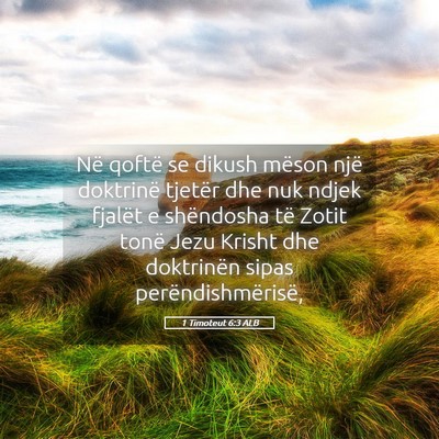 Picture 05 - 1 Timoteut 6:3 ALB - Në qoftë se dikush mëson një doktrinë - Bible Verse Picture