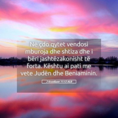 Picture 05 - 2 Kronikave 11:12 ALB - Në çdo qytet vendosi mburoja dhe shtiza dhe i - Bible Verse Picture