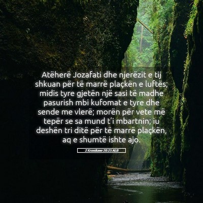 Picture 05 - 2 Kronikave 20:25 ALB - Atëherë Jozafati dhe njerëzit e tij shkuan - Bible Verse Picture