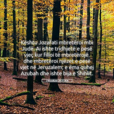 Picture 05 - 2 Kronikave 20:31 ALB - Kështu Jozafati mbretëroi mbi Judë. Ai ishte - Bible Verse Picture