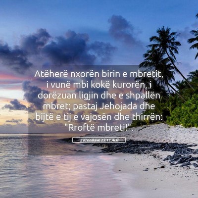 Picture 05 - 2 Kronikave 23:11 ALB - Atëherë nxorën birin e mbretit, i vunë mbi - Bible Verse Picture