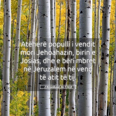 Picture 05 - 2 Kronikave 36:1 ALB - Atëherë populli i vendit mori Jehoahazin, birin - Bible Verse Picture