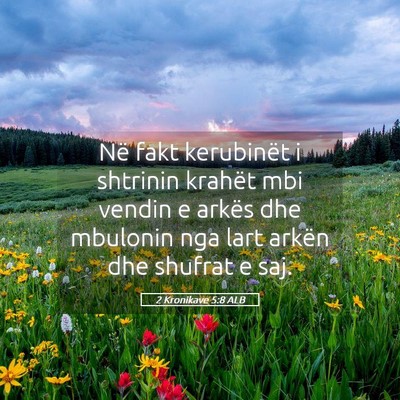 Picture 05 - 2 Kronikave 5:8 ALB - Në fakt kerubinët i shtrinin krahët mbi vendin - Bible Verse Picture