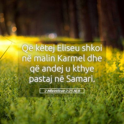 Picture 05 - 2 Mbretërve 2:25 ALB - Që këtej Eliseu shkoi në malin Karmel dhe që - Bible Verse Picture