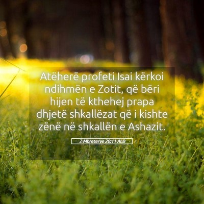 Picture 05 - 2 Mbretërve 20:11 ALB - Atëherë profeti Isai kërkoi ndihmën e Zotit, - Bible Verse Picture
