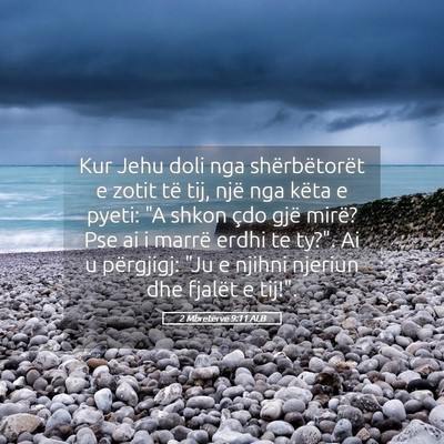 Picture 05 - 2 Mbretërve 9:11 ALB - Kur Jehu doli nga shërbëtorët e zotit të tij, - Bible Verse Picture