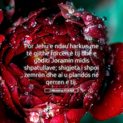Picture 05 - 2 Mbretërve 9:24 ALB - Por Jehu e ndau harkun me të gjithë forcën e - Bible Verse Picture