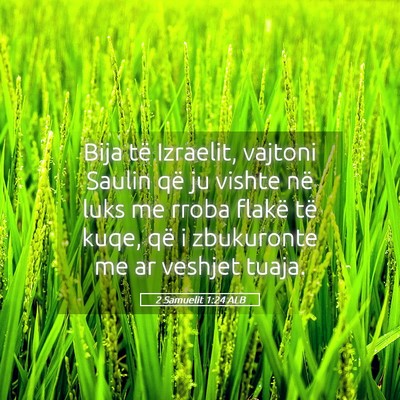 Picture 05 - 2 Samuelit 1:24 ALB - Bija të Izraelit, vajtoni Saulin që ju vishte - Bible Verse Picture