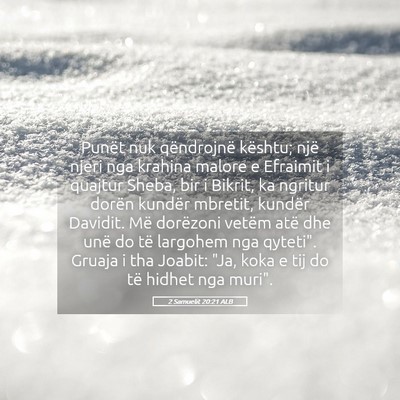 Picture 05 - 2 Samuelit 20:21 ALB - Punët nuk qëndrojnë kështu; një njeri nga - Bible Verse Picture