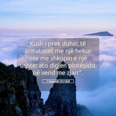 Picture 05 - 2 Samuelit 23:7 ALB - Kush i prek duhet të armatoset me një hekur ose - Bible Verse Picture