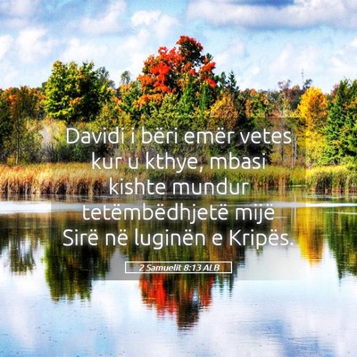 Picture 05 - 2 Samuelit 8:13 ALB - Davidi i bëri emër vetes kur u kthye, mbasi - Bible Verse Picture
