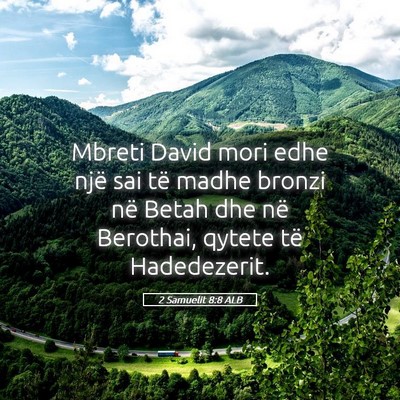 Picture 05 - 2 Samuelit 8:8 ALB - Mbreti David mori edhe një sai të madhe bronzi - Bible Verse Picture