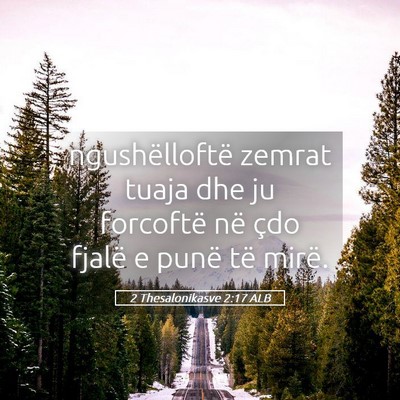 Picture 05 - 2 Thesalonikasve 2:17 ALB - ngushëlloftë zemrat tuaja dhe ju forcoftë në - Bible Verse Picture