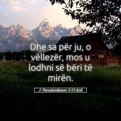 Picture 05 - 2 Thesalonikasve 3:13 ALB - Dhe sa për ju, o vëllezër, mos u lodhni së - Bible Verse Picture