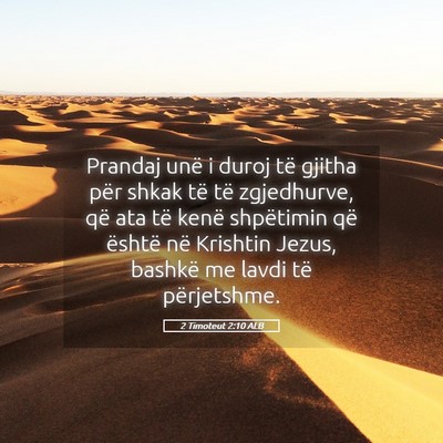 Picture 05 - 2 Timoteut 2:10 ALB - Prandaj unë i duroj të gjitha për shkak të - Bible Verse Picture
