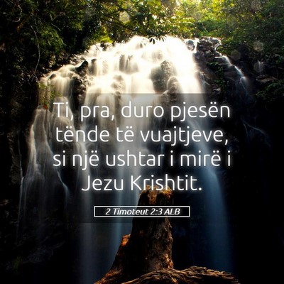 Picture 05 - 2 Timoteut 2:3 ALB - Ti, pra, duro pjesën tënde të vuajtjeve, si - Bible Verse Picture