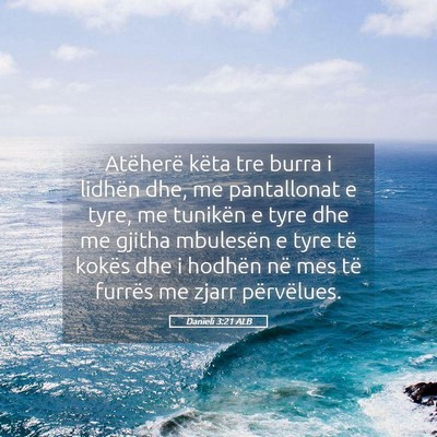 Picture 05 - Danieli 3:21 ALB - Atëherë këta tre burra i lidhën dhe, me - Bible Verse Picture