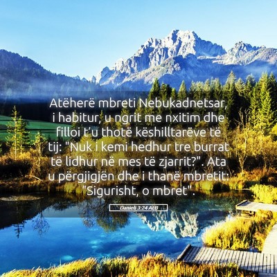 Picture 05 - Danieli 3:24 ALB - Atëherë mbreti Nebukadnetsar, i habitur, u - Bible Verse Picture