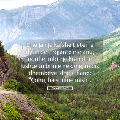 Picture 05 - Danieli 7:5 ALB - Dhe ja një kafshë tjetër, e dyta, që i - Bible Verse Picture