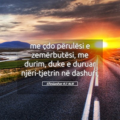 Picture 05 - Efesianëve 4:2 ALB - me çdo përulësi e zemërbutësi, me durim, - Bible Verse Picture