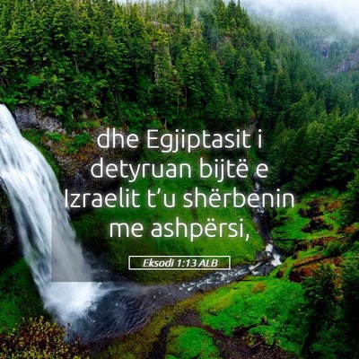 Picture 05 - Eksodi 1:13 ALB - dhe Egjiptasit i detyruan bijtë e Izraelit t’u - Bible Verse Picture