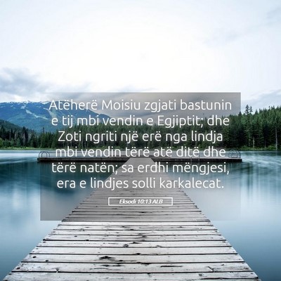 Picture 05 - Eksodi 10:13 ALB - Atëherë Moisiu zgjati bastunin e tij mbi vendin - Bible Verse Picture