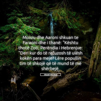 Picture 05 - Eksodi 10:3 ALB - Moisiu dhe Aaroni shkuan te Faraoni dhe i thanë: - Bible Verse Picture