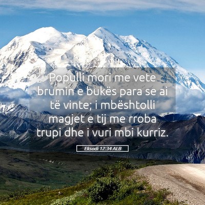 Picture 05 - Eksodi 12:34 ALB - Populli mori me vete brumin e bukës para se ai - Bible Verse Picture