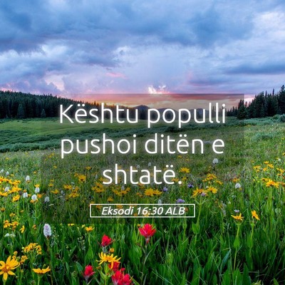 Picture 05 - Eksodi 16:30 ALB - Kështu populli pushoi ditën e - Bible Verse Picture