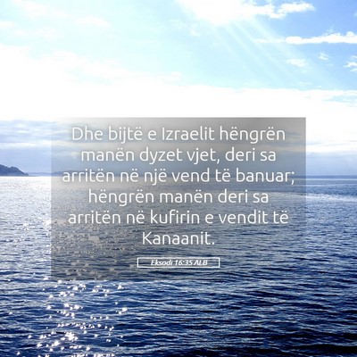 Picture 05 - Eksodi 16:35 ALB - Dhe bijtë e Izraelit hëngrën manën dyzet - Bible Verse Picture